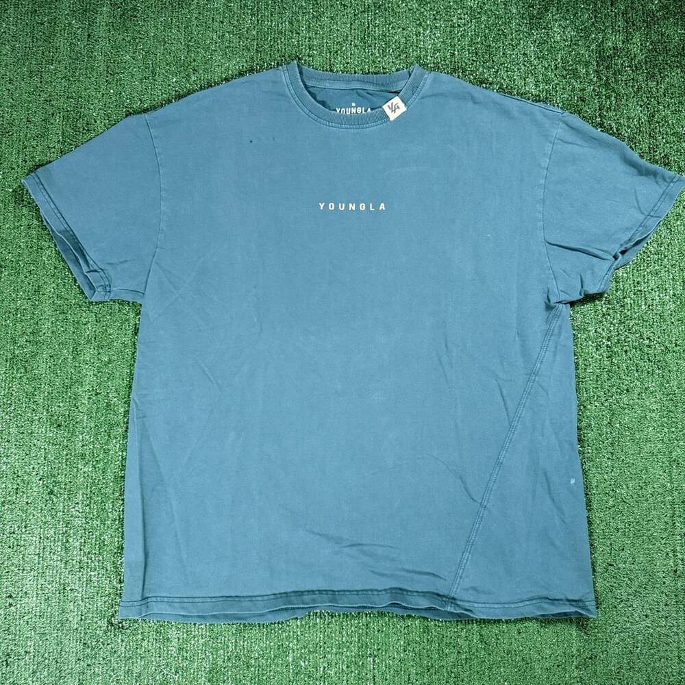 YoungLA T-Shirt Blue Graphic Oversized Tee Medium